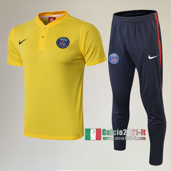 La Nuova Kit Magliette Polo PSG Paris Saint Germain Manica Corta + Pantaloni Gialla 2019/2020 :Calcio2021-it