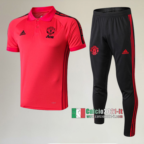 La Nuove Kit Maglietta Polo Manchester United Manica Corta + Pantaloni Rossa 2019/2020 :Calcio2021-it