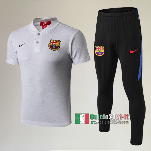 La Nuove Kit Maglietta Polo FC Barcellona Manica Corta + Pantaloni Grigio Chiaro 2019/2020 :Calcio2021-it