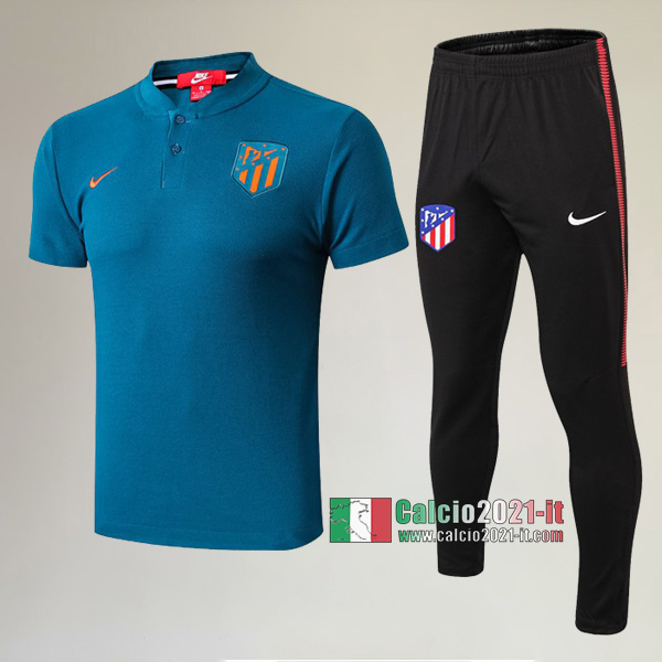 La Nuova Kit Magliette Polo Atletico Madrid Manica Corta + Pantaloni Azzurra 2019/2020 :Calcio2021-it
