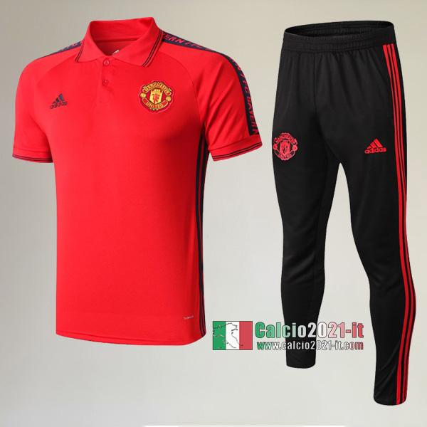 La Nuove Kit Maglietta Polo Manchester United Manica Corta + Pantaloni Rossa/Nera 2019/2020 :Calcio2021-it