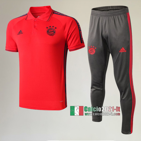 La Nuova Kit Magliette Polo Bayern Monaco Manica Corta + Pantaloni Rossa 2019/2020 :Calcio2021-it