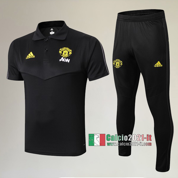 La Nuove Kit Maglietta Polo Manchester United Manica Corta + Pantaloni Nera 2019/2020 :Calcio2021-it