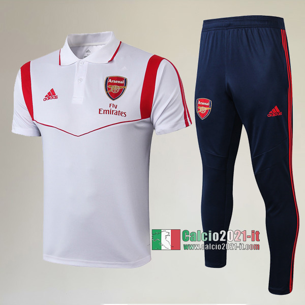 La Nuove Kit Maglietta Polo FC Arsenal Manica Corta + Pantaloni Bianca 2019/2020 :Calcio2021-it