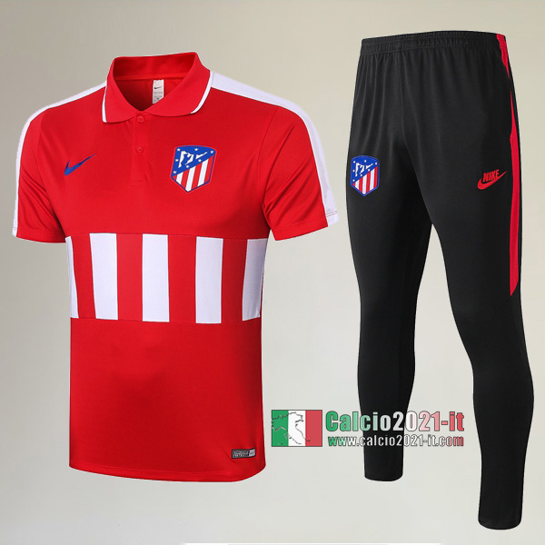 La Nuove Kit Maglietta Polo Atletico Madrid Manica Corta + Pantaloni Rossa Bianca 2020/2021 :Calcio2021-it