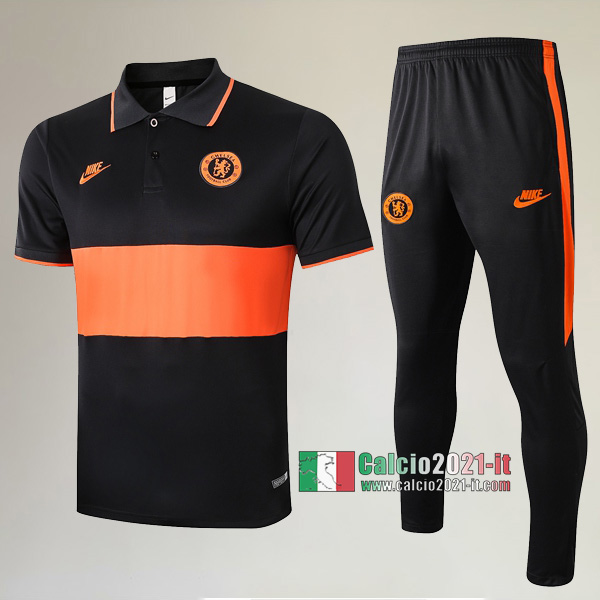 La Nuova Kit Magliette Polo FC Chelsea Manica Corta + Pantaloni Arancio 2020/2021 :Calcio2021-it