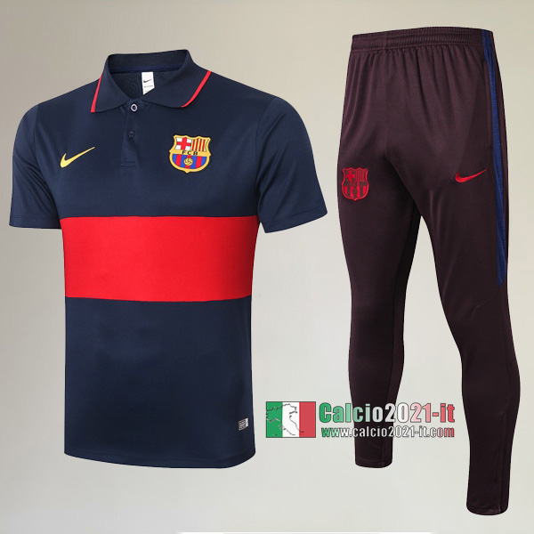 La Nuova Kit Magliette Polo FC Barcellona Manica Corta + Pantaloni Azzurra Rossa 2020/2021 :Calcio2021-it