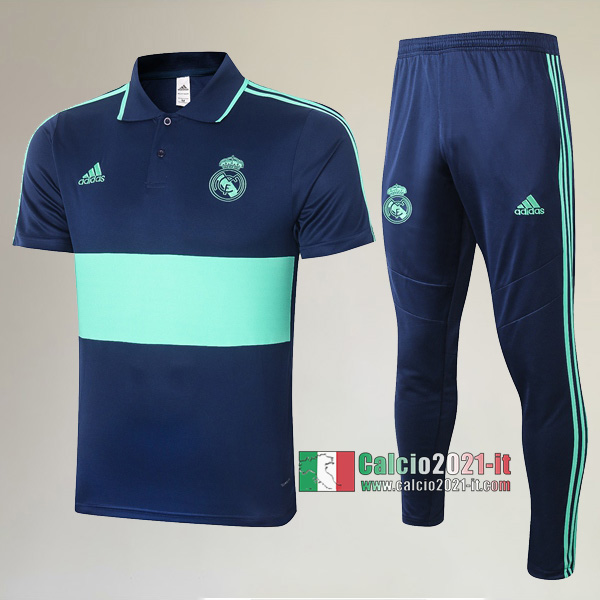 La Nuova Kit Magliette Polo Real Madrid Manica Corta + Pantaloni Azzurra Verde 2020/2021 :Calcio2021-it