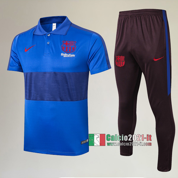 La Nuova Kit Magliette Polo FC Barcellona Manica Corta + Pantaloni Azzurra 2020/2021 :Calcio2021-it