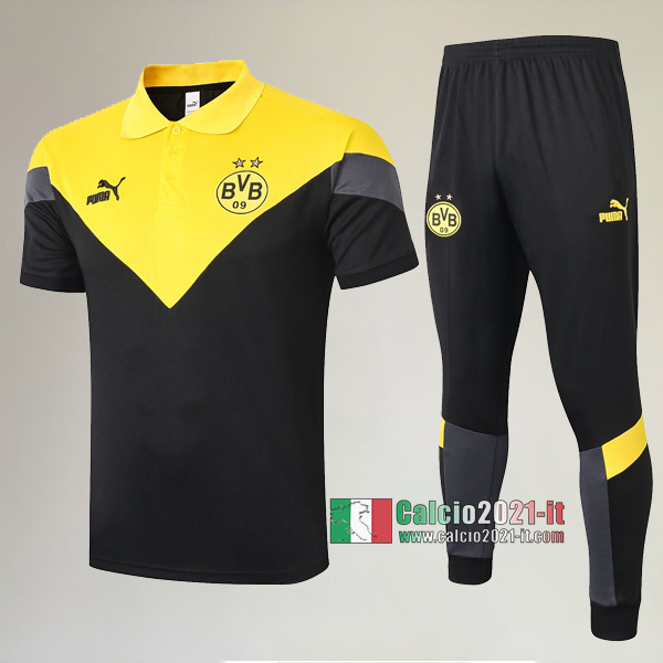 La Nuove Kit Maglietta Polo Borussia Dortmund Manica Corta + Pantaloni Gialla Nera 2020/2021