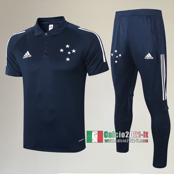 La Nuove Kit Maglietta Polo Cruzeiro Ec Manica Corta + Pantaloni Azzurra Reale 2020/2021 :Calcio2021-it