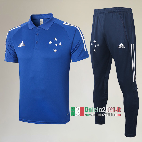 La Nuova Kit Magliette Polo Cruzeiro Ec Manica Corta + Pantaloni Azzurra 2020/2021 :Calcio2021-it