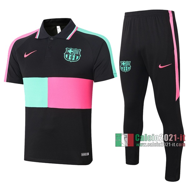 Calcio2021-It: Nuova Maglietta Polo Shirts Fc Barcellona Manica Corta Nera Verde Rosa 2020/2021