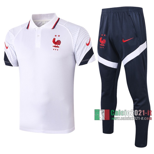 Calcio2021-It: Nuove Maglietta Polo Shirts Francia Manica Corta Bianca 2020/2021