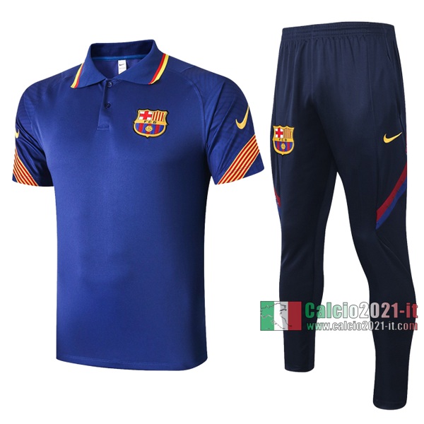 Calcio2021-It: Nuova Foggia Maglietta Polo Shirts Fc Barcellona Manica Corta Azzurra 2020/2021
