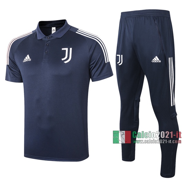 Calcio2021-It: Nuove Maglietta Polo Shirts Juventus Turin Manica Corta Azzurra Scuro 2020/2021