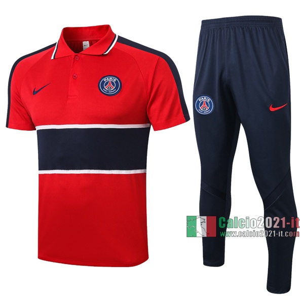 Calcio2021-It: Nuove Maglietta Polo Shirts Paris Saint Germain Manica Corta Rossa 2020/2021