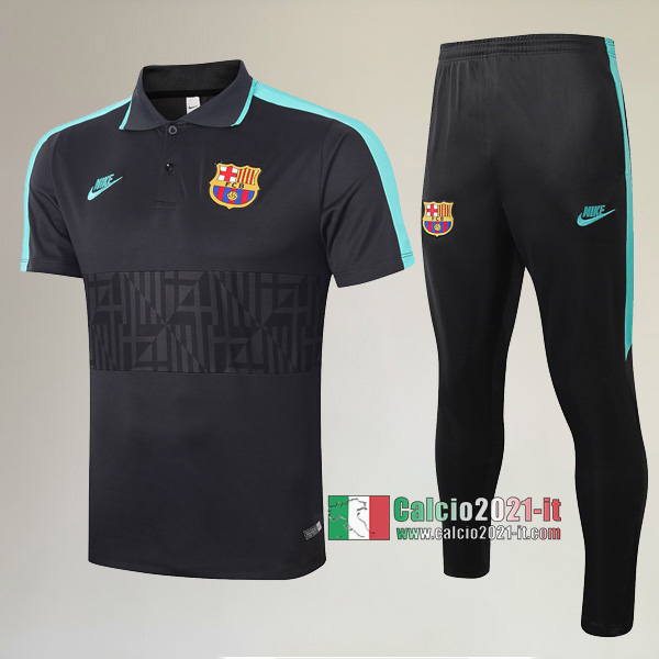 La Nuova Kit Magliette Polo FC Barcellona Manica Corta + Pantaloni Nera 2020/2021 :Calcio2021-it
