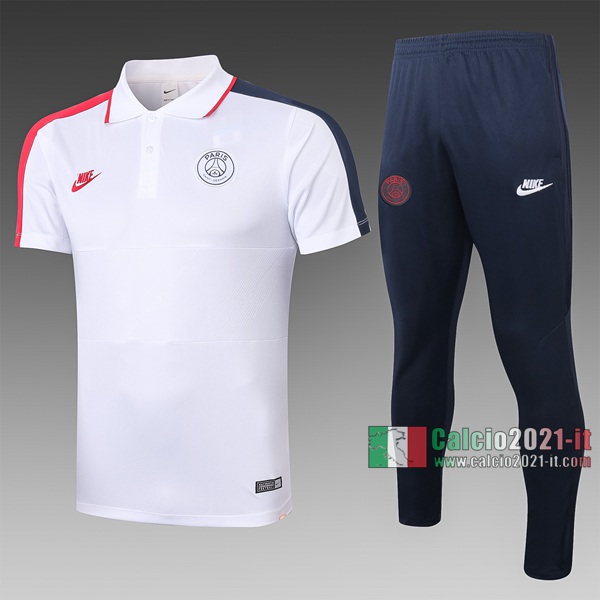 Calcio2021-It: Nuove Maglietta Polo Shirts Paris Saint Germain Manica Corta Bianca C403# 2020/2021