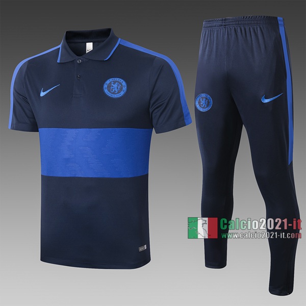 Calcio2021-It: Nuove Maglietta Polo Shirts Chelsea Fc Manica Corta Azzurra Marino C405# 2020/2021