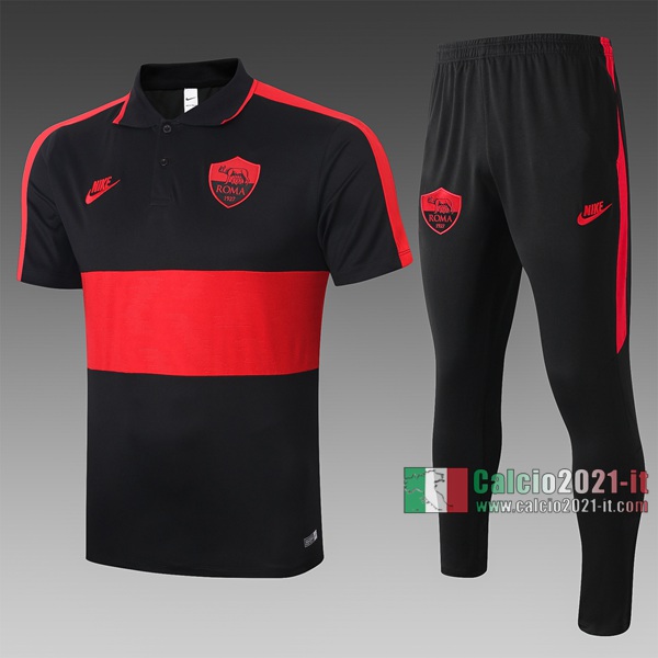 Calcio2021-It: Nuove Maglietta Polo Shirts As Roma Manica Corta Nera-Rossa C407# 2020/2021