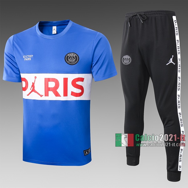 Calcio2021-It: Nuova Foggia T Shirt Polo Paris Saint Germain Manica Corta Azzurro-Bianca C413# 2020/2021