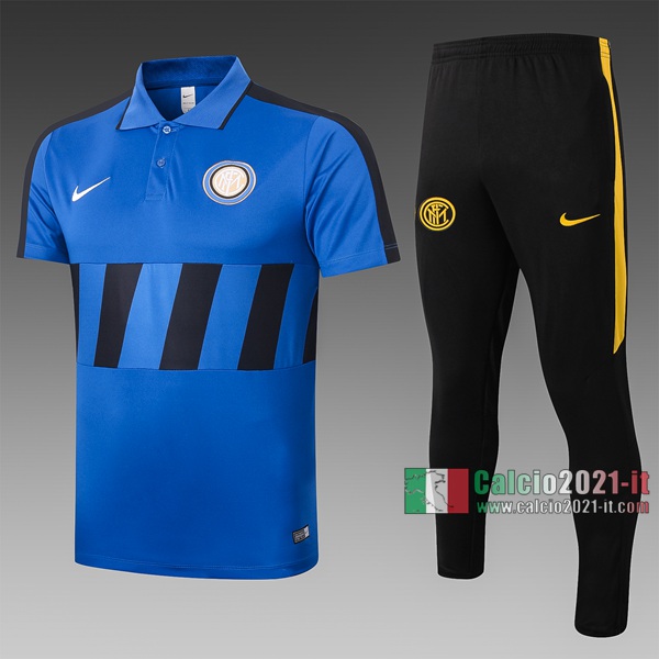 Calcio2021-It: Nuova Migliori Maglietta Polo Shirts Inter Milan Manica Corta Azzurra - Nera C415# 2020/2021