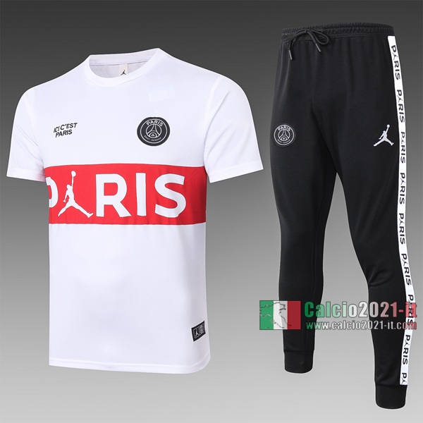 Calcio2021-It: Nuova Foggia T Shirt Polo Paris Saint Germain Manica Corta Bianca - Rossa C417# 2020/2021