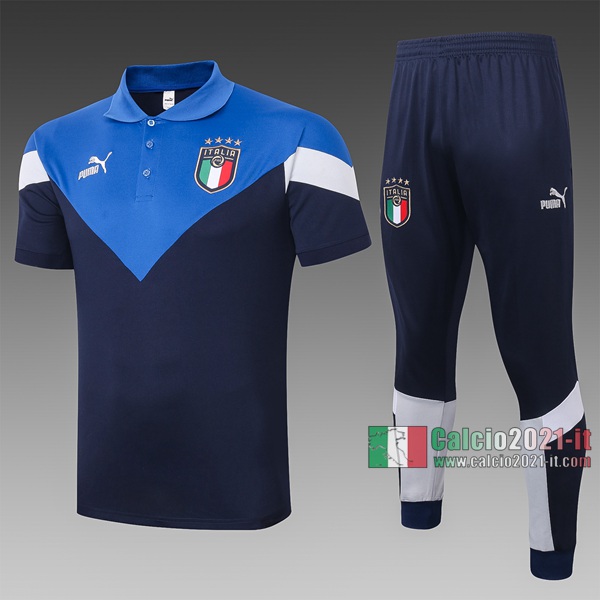 Calcio2021-It: Nuove Retro Maglietta Polo Shirts Italia Manica Corta Azzurra C420# 2020/2021