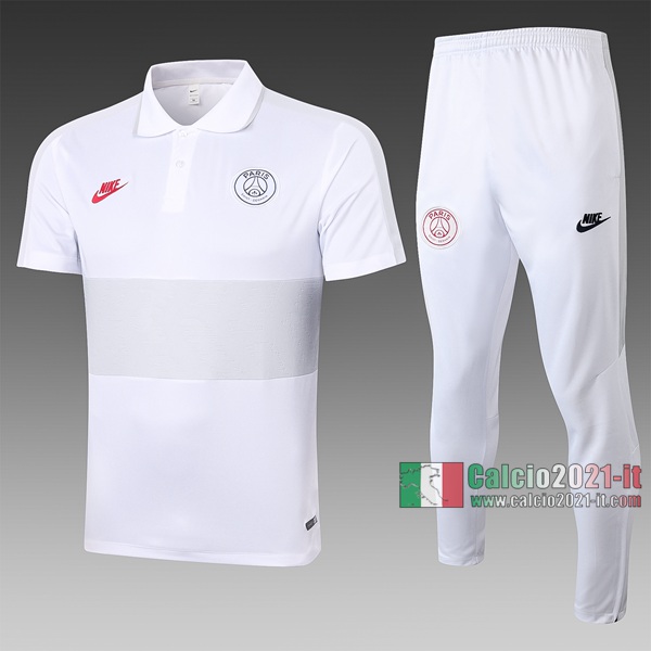 Calcio2021-It: Nuove Foggia Maglietta Polo Shirts Paris Saint Germain Manica Corta Bianca - Grigia C428# 2020/2021