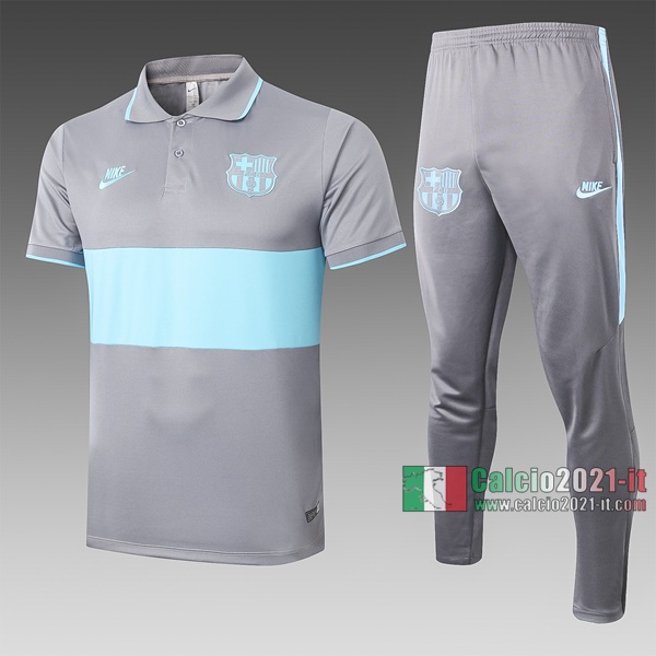 Calcio2021-It: Nuova Maglietta Polo Shirts Fc Barcellona Manica Corta Grigia - Verde C437# 2020/2021