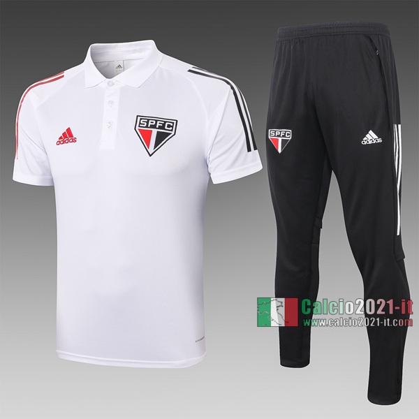 Calcio2021-It: Nuova Maglietta Polo Shirts Sao Paulo Manica Corta Bianca C458# 2020/2021