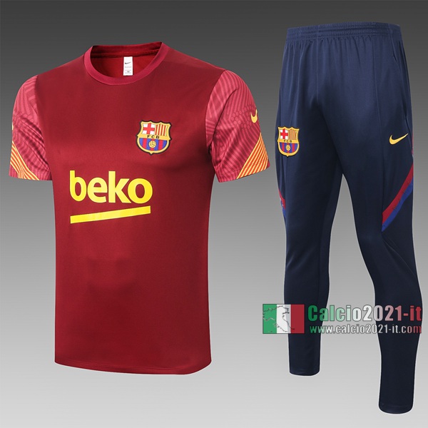 Calcio2021-It: Nuova T Shirt Polo Fc Barcellona Manica Corta Scarlatto C460# 2020/2021
