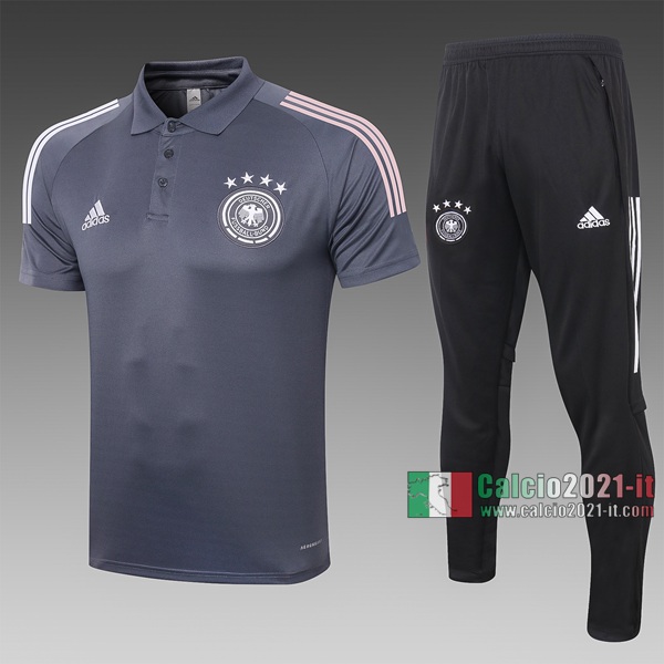 Calcio2021-It: Nuove Vintage Maglietta Polo Shirts Germania Manica Corta Grigio Scuro C485# 2020/2021