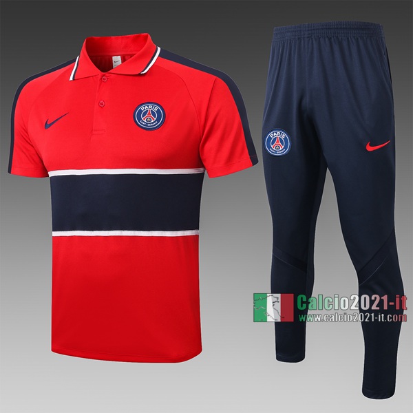Calcio2021-It: Nuove Maglietta Polo Shirts Paris Saint Germain Manica Corta Rossa - Azzurra Marino C499# 2020/2021