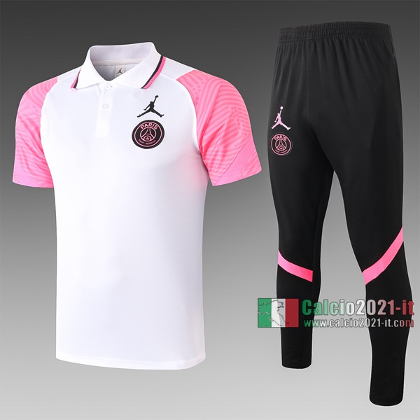 Calcio2021-It: Nuova Maglietta Polo Shirts Paris Saint Germain Manica Corta Bianca - Rosa C506# 2020/2021