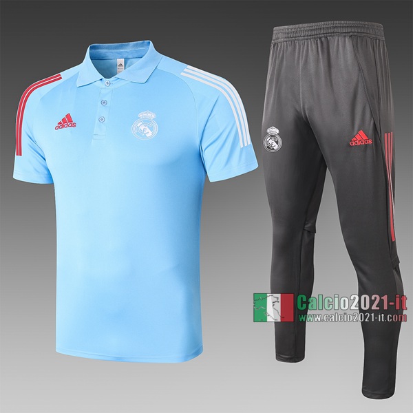 Calcio2021-It: Nuove Maglietta Polo Shirts Real Madrid Manica Corta Azzurra C511# 2020/2021