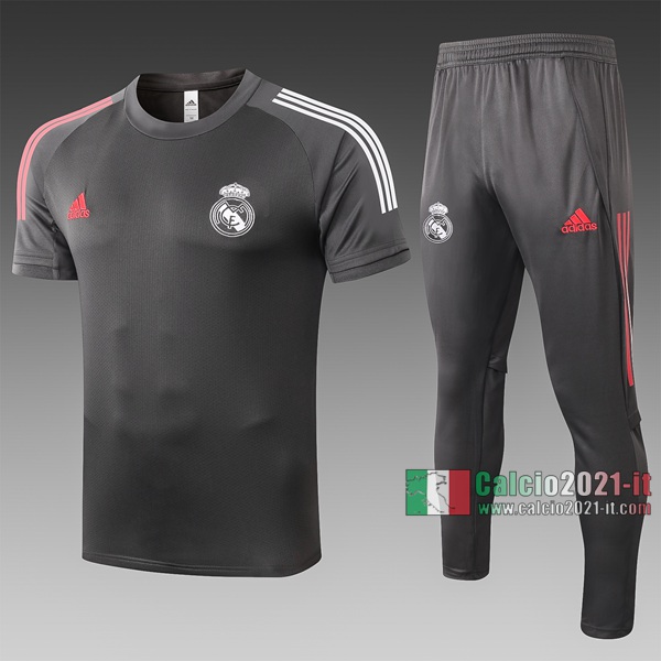 Calcio2021-It: Nuova Ufficiale T Shirt Polo Real Madrid Manica Corta Grigio Scuro C516# 2020/2021