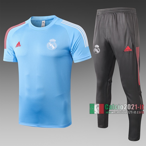 Calcio2021-It: Nuove Foggia T Shirt Polo Real Madrid Manica Corta Azzurro C517# 2020/2021