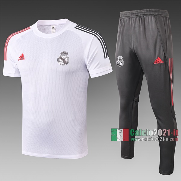 Calcio2021-It: Nuova Vintage T Shirt Polo Real Madrid Manica Corta Bianca C518# 2020/2021