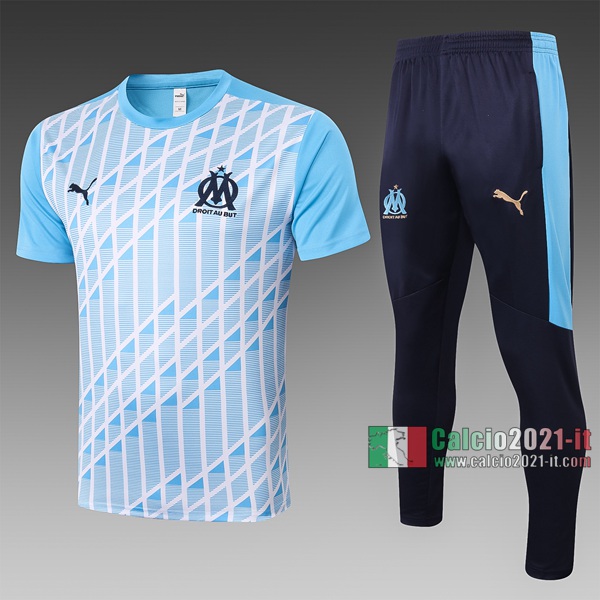 Calcio2021-It: Nuove T Shirt Polo Olympique Marsiglia Manica Corta Azzurro C523# 2020/2021