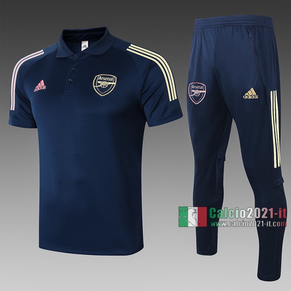 Calcio2021-It: Nuova Maglietta Polo Shirts Arsenal Manica Corta Azzurra Marino C524 2020/2021