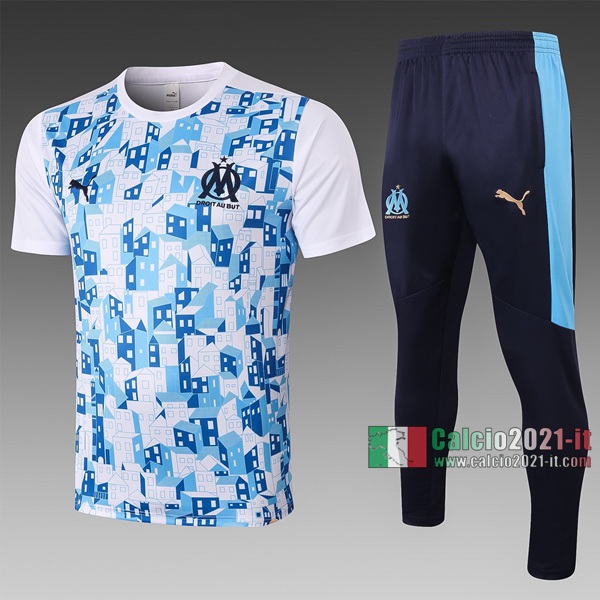 Calcio2021-It: Nuova Foggia T Shirt Polo Olympique Marsiglia Manica Corta Bianca C528 2020/2021