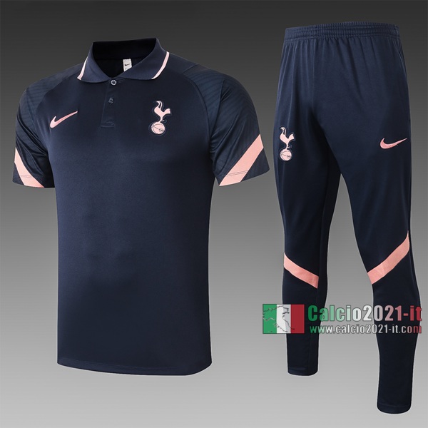 Calcio2021-It: Nuova Maglietta Polo Shirts Tottenham Hotspur Manica Corta Azzurra Marino C534 2020/2021