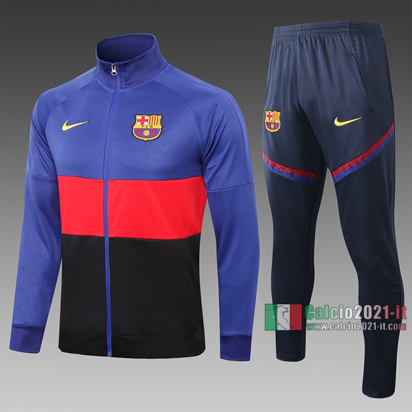 Calcio2021-It: Aaa Qualità Giacca Allenamento Barcellona Full-Zip Azzurra Marino Rossa A338# 2020 2021