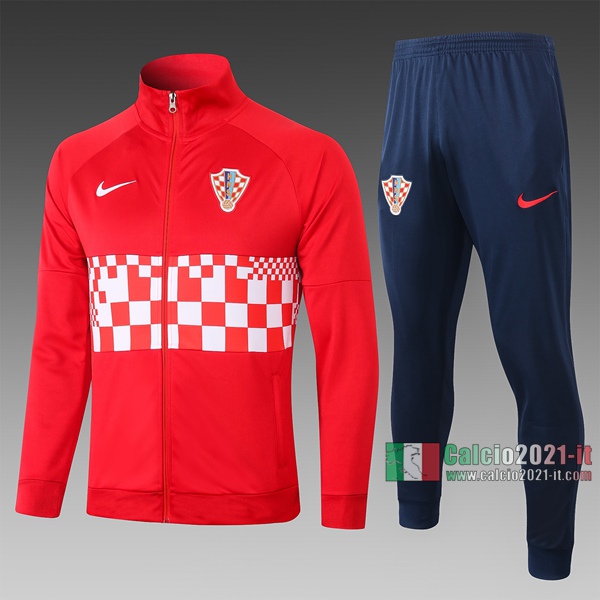 Calcio2021-It: La Nuove Giacca Allenamento Croazia Full-Zip Rossa A357 2020 2021