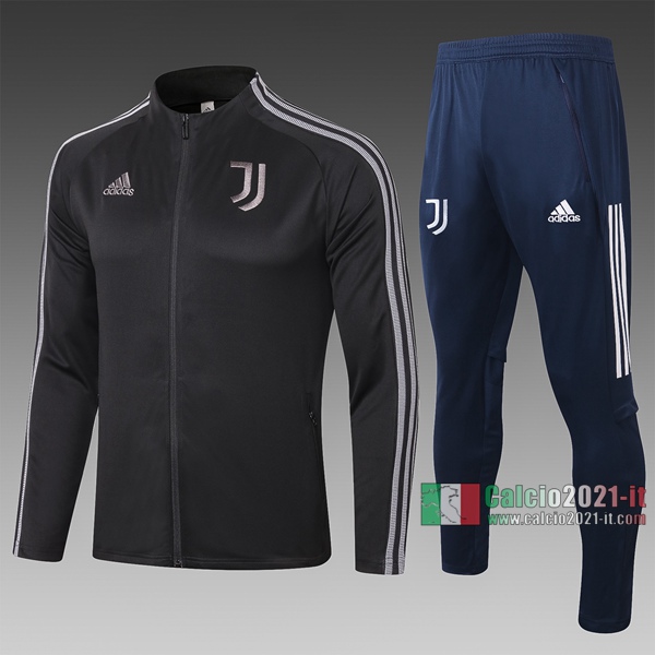 Calcio2021-It: La Nuova Giacca Allenamento Juventus Turin Full-Zip Collare Rotondo Nera A358 2020 2021