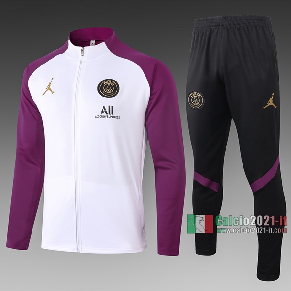 Calcio2021-It: Nuova Retro Giacca Allenamento Paris Psg Air Jordan Full-Zip Biancaa363 2020 2021