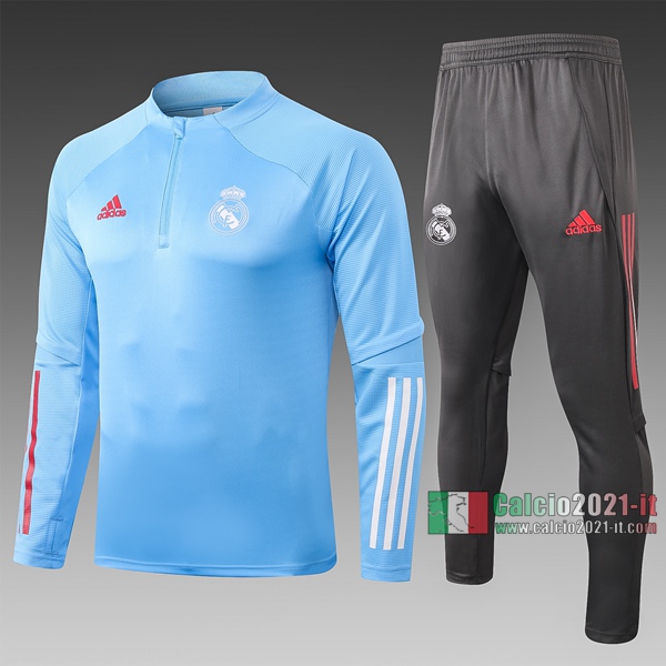 Calcio2021-It: Sito Nuova Felpa Tuta Real Madrid Half-Zip Azzurro 2020 2021