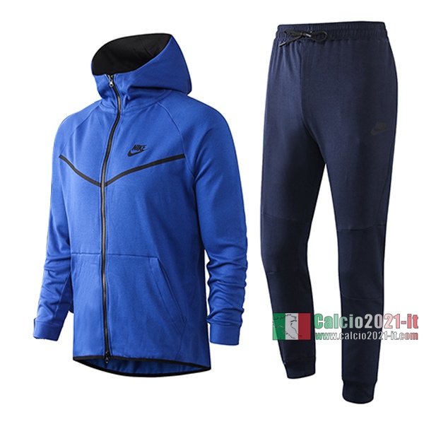 Calcio2021-It: Giacca Allenamento Nike Cappuccio Full-Zip Azzurra F264 2020 2021